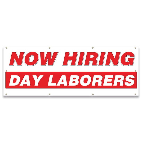 Now Hiring Day Laborers Banner Apply Inside Accepting Application Single Sided